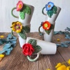 Latte Coffee Mug with Yellow Flowers