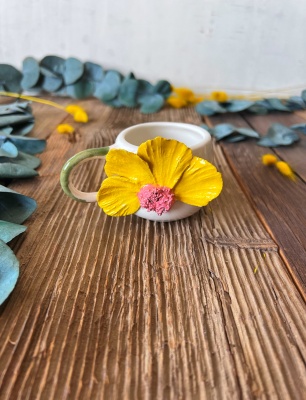 Turkish Coffee Cup with Yellow Flower