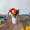 Latte Coffee Mug with Orange Flower