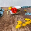 Turuncu Çiçekli Cappuccino Kahve Mug