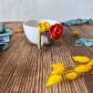 Turuncu Çiçekli Cappuccino Kahve Mug