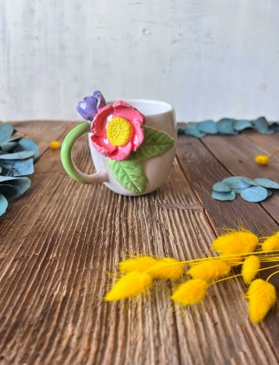 Pembe Çiçekli Kahve Mug