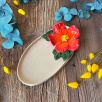 Kırmızı Çiçekli Oval Kahvaltılık Tabak