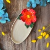 Kırmızı Çiçekli Oval Kahvaltılık Tabak