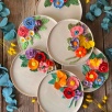 Big Plate with Colorful Bouquet Design