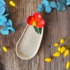 Oval Breakfast Plate with Red Flower