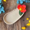 Oval Breakfast Plate with Red Flower