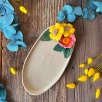 Big Oval Breakfast Plate with Yellow Flowers