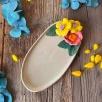 Big Oval Breakfast Plate with Yellow Flowers