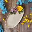 Big Oval Breakfast Plate with Purple Flowers