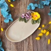 Big Oval Breakfast Plate with Purple Flowers