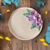 Cake Plate with Purple Hydrangea Flower