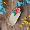 Pembe Çiçekli Oval Kahvaltılık Tabak