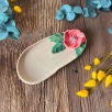 Pembe Çiçekli Oval Kahvaltılık Tabak