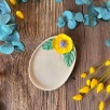 Small Oval Breakfast Plate with Yellow Flower