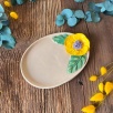 Small Oval Breakfast Plate with Yellow Flower
