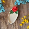 Kırmızı Çiçekli Oval Kahvaltılık Tabak
