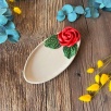 Kırmızı Çiçekli Oval Kahvaltılık Tabak