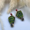 Peridot ve Elmas Taşlı Gümüş Küpe