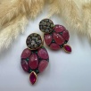 Silver Earrings with Tourmaline, Ruby and Raw Diamonds