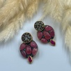 Silver Earrings with Tourmaline, Ruby and Raw Diamonds