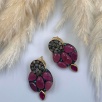 Silver Earrings with Tourmaline, Ruby and Raw Diamonds