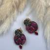 Silver Earrings with Tourmaline, Ruby and Raw Diamonds