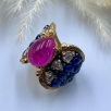 Silver Ring with Lapis Lazuli, Ruby and Raw Diamonds