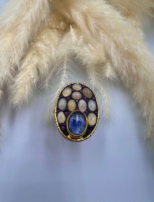 Opal ve Kyanit Taşlı Gümüş Yüzük