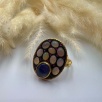 Silver Ring with Kyanite and Opal