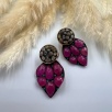 Silver Earrings with Tourmaline and Raw Diampnds