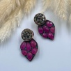 Silver Earrings with Tourmaline and Raw Diampnds
