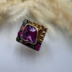 Silver Ring with Tourmaline, Amethyst, and Raw Diamonds