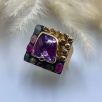Silver Ring with Tourmaline, Amethyst, and Raw Diamonds