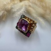 Silver Ring with Tourmaline, Amethyst, and Raw Diamonds