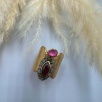 Silver Ring with Garnet, Tourmaline, and Raw Diamonds