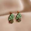 Silver Earrings with Aventurine and Raw Diamonds