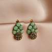 Silver Earrings with Aventurine and Raw Diamonds