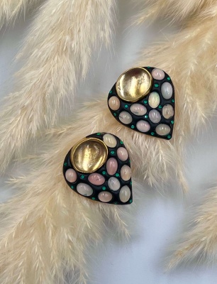 Opal ve Sitrin Taşlı Gümüş Küpe
