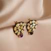 Silver Earrings with Opal and Amethyst Stone
