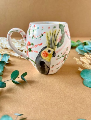 Özel Tasarım Çini Mug Papağan