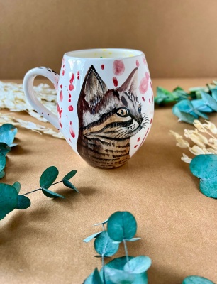 Özel Tasarım Çini Mug Kedi