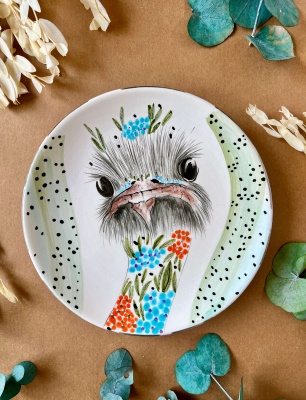 Design Tile Plate Ostrich