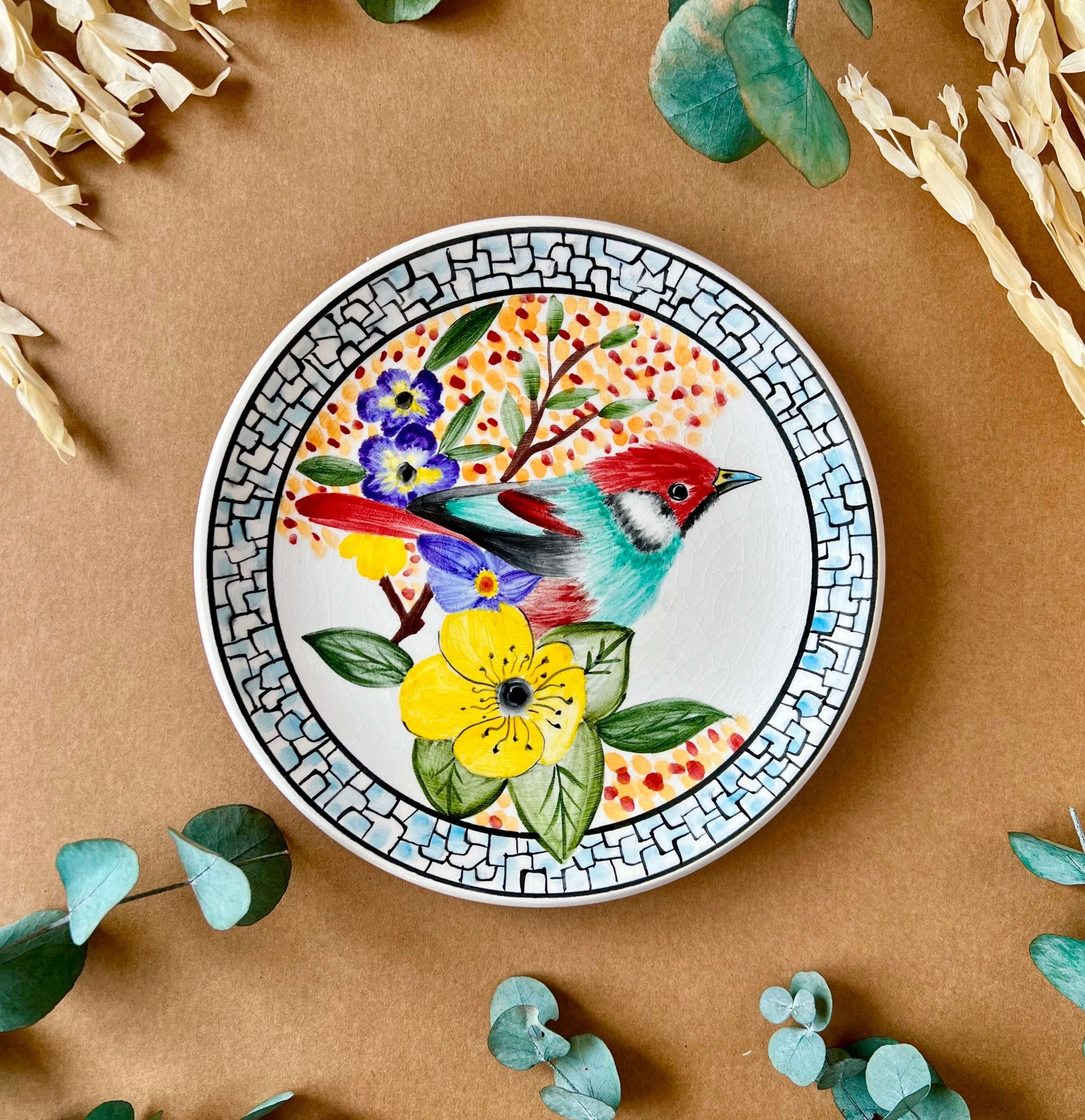 Özel Tasarım Çini Tabak Kuş