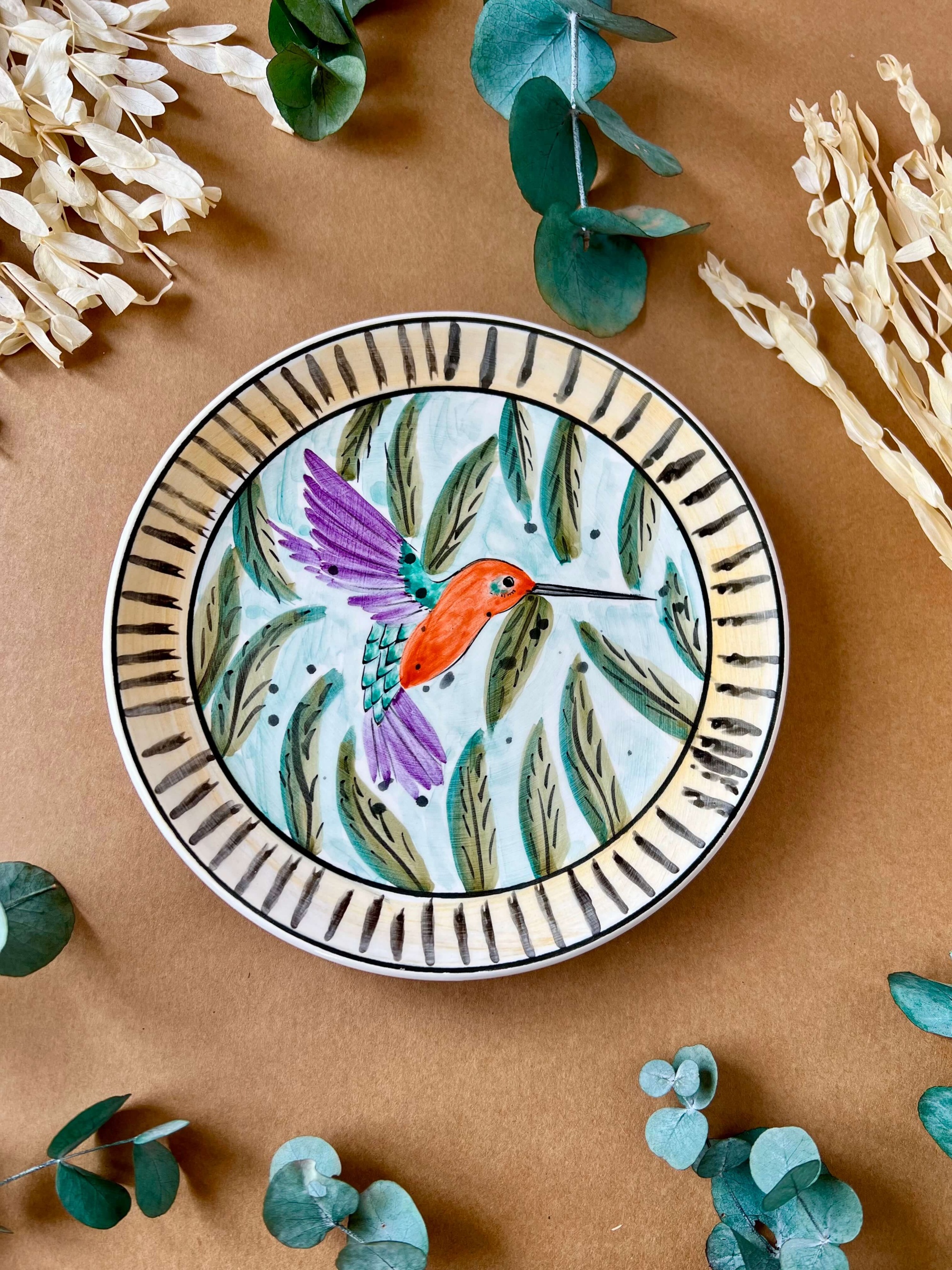 Özel Tasarım Çini Tabak Sinek Kuşu