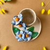 Handmade Design Blue Flower Ceramic Mug Set