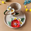 Handmade Design Daisy Ceramic Mug Set