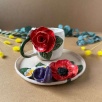 Coffee Mug Set with Red Rose