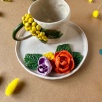 Coffee Mug Set with Colorful Flowers