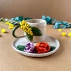 Coffee Mug Set with Colorful Flowers